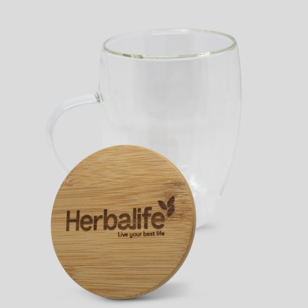 Doppelwandige-Glas-Tasse "Herbalife"